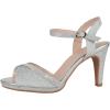image:imageTOP Moda Shoes Women Stiletto Heels Open Peep Toe Ankle Strap Bling Rhinestone Glitter PAMELA28Silver