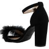 image:imageTOP Moda Women Chunky Heels Ankle Strap Sandals with Fur KONNER30 BLACK 9