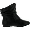 image:imageTOP Moda Womens Ankle Booties Buckle Mid Calf Buckle Slouch Flat Heel Strap Fashion ShoesBlack1
