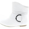 image:imageTOP Moda Womens Ankle Booties Buckle Mid Calf Buckle Slouch Flat Heel Strap Fashion ShoesWhite1
