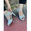 image:imageTOP Moda Womens Open Toe DressyFormal Rhinestone Heel Sandal Ankle Strap Black GlitterSilver Glitter