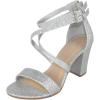 image:imageTOP Moda Shoes Women Chunky Block High Heels Open Toe CrissCross Double Ankle Strap Back Zipper Beth8Silver Glitter