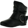 image:imageTOP Moda Womens Ankle Booties Buckle Mid Calf Buckle Slouch Flat Heel Strap Fashion ShoesBlack1