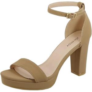 image:imageOver the Toe Strap Ankle Strap Platform High Heel Open Toe Dress Sandal Top M Thomas52 Tan S 8