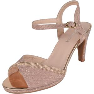 image:imageTOP Moda Shoes Women Stiletto Heels Open Peep Toe Ankle Strap Bling Rhinestone Glitter PAMELA28Rose Gold