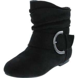 image:imageTOP Moda Womens Ankle Booties Buckle Mid Calf Buckle Slouch Flat Heel Strap Fashion ShoesBlack Imsu