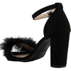 image:imageTOP Moda K 30 Womens Feather Fur Chunky Heel Sandals Nubuck Black 11