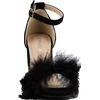 image:imageTOP Moda K 30 Womens Feather Fur Chunky Heel Sandals Nubuck Black 11