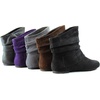 image:imageTOP Moda Womens Ankle Booties Buckle Mid Calf Buckle Slouch Flat Heel Strap Fashion ShoesPremium Black Suede