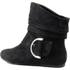 image:imageTOP Moda Womens Ankle Booties Buckle Mid Calf Buckle Slouch Flat Heel Strap Fashion ShoesPremium Black Suede