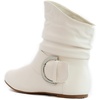 image:imageTOP Moda Womens Ankle Booties Buckle Mid Calf Buckle Slouch Flat Heel Strap Fashion ShoesWhite Pu