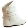 image:imageTOP Moda Womens Ankle Booties Buckle Mid Calf Buckle Slouch Flat Heel Strap Fashion ShoesWhite Pu