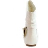 image:imageTOP Moda Womens Ankle Booties Buckle Mid Calf Buckle Slouch Flat Heel Strap Fashion ShoesWhite Pu