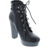 image:imageTOP Moda Womens Cici1 High Heel Lace Up Ankle Boots Platform Booties with StudsBlack Pu