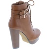 image:imageTOP Moda Womens Cici1 High Heel Lace Up Ankle Boots Platform Booties with StudsTan