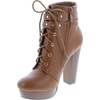 image:imageTOP Moda Womens Cici1 High Heel Lace Up Ankle Boots Platform Booties with StudsTan