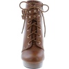 image:imageTOP Moda Womens Cici1 High Heel Lace Up Ankle Boots Platform Booties with StudsTan