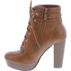 image:imageTOP Moda Womens Cici1 High Heel Lace Up Ankle Boots Platform Booties with StudsTan
