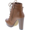 image:imageTOP Moda Womens Cici1 High Heel Lace Up Ankle Boots Platform Booties with StudsTan Pu