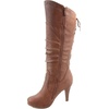 image:imageTOP Moda Womens Page65 Knee High Round Toe LaceUp Slouched High Heel BootsTan6