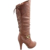 image:imageTOP Moda Womens Page65 Knee High Round Toe LaceUp Slouched High Heel BootsTan6