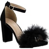 image:imageTOP Moda K 30 Womens Feather Fur Chunky Heel Sandals Nubuck Black 11