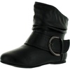 image:imageTOP Moda Womens Ankle Booties Buckle Mid Calf Buckle Slouch Flat Heel Strap Fashion ShoesBlack Pu New