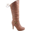 image:imageTOP Moda Womens Page65 Knee High Round Toe LaceUp Slouched High Heel BootsTan6