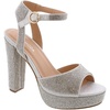 image:imageTOP Moda Womens Rhinestone Platform High Heel Open Toe Ankle Strap SandalsSilver Rhinestone