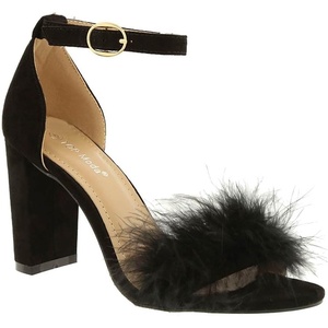 image:imageTOP Moda Women Chunky Heels Ankle Strap Sandals with Fur KONNER30 BLACK 7