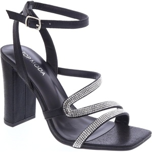 image:imageTOP Moda Womens Formal Rhinestone High Heel Sandal Ankle Strap Black GlitterBlack Glitter