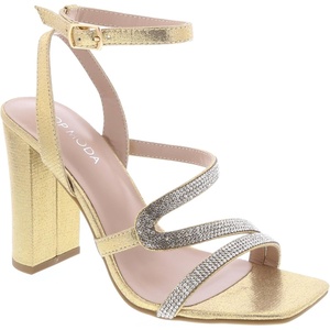 image:imageTOP Moda Womens Formal Rhinestone High Heel Sandal Ankle Strap Black GlitterGold Glitter