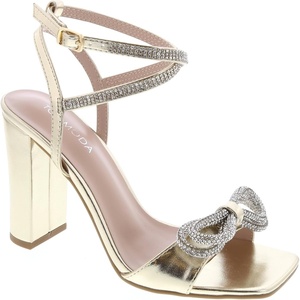 image:imageTOP Moda Womens Formal Rhinestone High Heel Sandal Ankle StrapGold Metallic Rhinestone