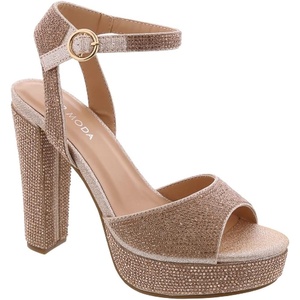 image:imageTOP Moda Womens Rhinestone Platform High Heel Open Toe Ankle Strap SandalsRose Gold Rhinestone