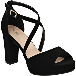 image:imageWomens Peep Toe Platform Chunky Heel Closed Back SandalsBlack