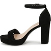 image:imageTOP Moda Asia1 Womens Platform Block Heel Sandals  35 Chunky Heel 1 Front Strap TwoPiece Bridal Wedding Party and Prom Shoes NonSlip Grip OutsoleBlack Nubuck
