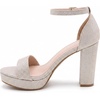 image:imageTOP Moda Asia1 Womens Platform Block Heel Sandals  35 Chunky Heel 1 Front Strap TwoPiece Bridal Wedding Party and Prom Shoes NonSlip Grip OutsoleChampagne Glitter