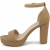 image:imageTOP Moda Asia1 Womens Platform Block Heel Sandals  35 Chunky Heel 1 Front Strap TwoPiece Bridal Wedding Party and Prom Shoes NonSlip Grip OutsoleTan