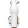 image:imageTOP Moda Asia1 Womens Platform Block Heel Sandals  35 Chunky Heel 1 Front Strap TwoPiece Bridal Wedding Party and Prom Shoes NonSlip Grip OutsoleWhite Pu