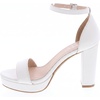 image:imageTOP Moda Asia1 Womens Platform Block Heel Sandals  35 Chunky Heel 1 Front Strap TwoPiece Bridal Wedding Party and Prom Shoes NonSlip Grip OutsoleWhite Pu