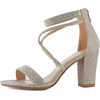 image:imageTOP Moda Rosa66 Ankle Strap Dressy High Heel Sandal Nonslip Sole For Wedding Party Prom Evening Wear or Any Occasion Sleek Style Block Heel SandalsChampagne