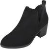 image:imageTOP Moda Women Ankle Boots Slipon Booties V Cut Sides Almond Toe Medium Stack Heel Zandra7Black Nubuck
