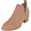 image:imageTOP Moda Women Ankle Boots Slipon Booties V Cut Sides Almond Toe Medium Stack Heel Zandra7Tan Nubuck