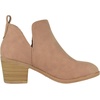 image:imageTOP Moda Women Ankle Boots Slipon Booties V Cut Sides Almond Toe Medium Stack Heel Zandra7Tan Nubuck