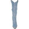 image:imageTOP Moda Women Knee High Boots Block High Heels Rhinestone Bling Glitter Side Zipper PointedToe IMOGEN38Blue Denim