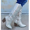 image:imageTOP Moda Women Knee High Boots Block High Heels Rhinestone Bling Glitter Side Zipper PointedToe IMOGEN38Gold