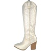 image:imageTOP Moda Women Knee High Boots Block High Heels Rhinestone Bling Glitter Side Zipper PointedToe IMOGEN38Gold