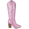 image:imageTOP Moda Women Knee High Boots Block High Heels Rhinestone Bling Glitter Side Zipper PointedToe IMOGEN38Pink