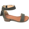 image:imageTOP Moda Womens Tassel Fringe Zip Back Block Heel SandalOlive