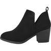 image:imageTOP Moda Women Ankle Boots Slipon Booties V Cut Sides Almond Toe Medium Stack Heel Zandra7Black Nubuck
